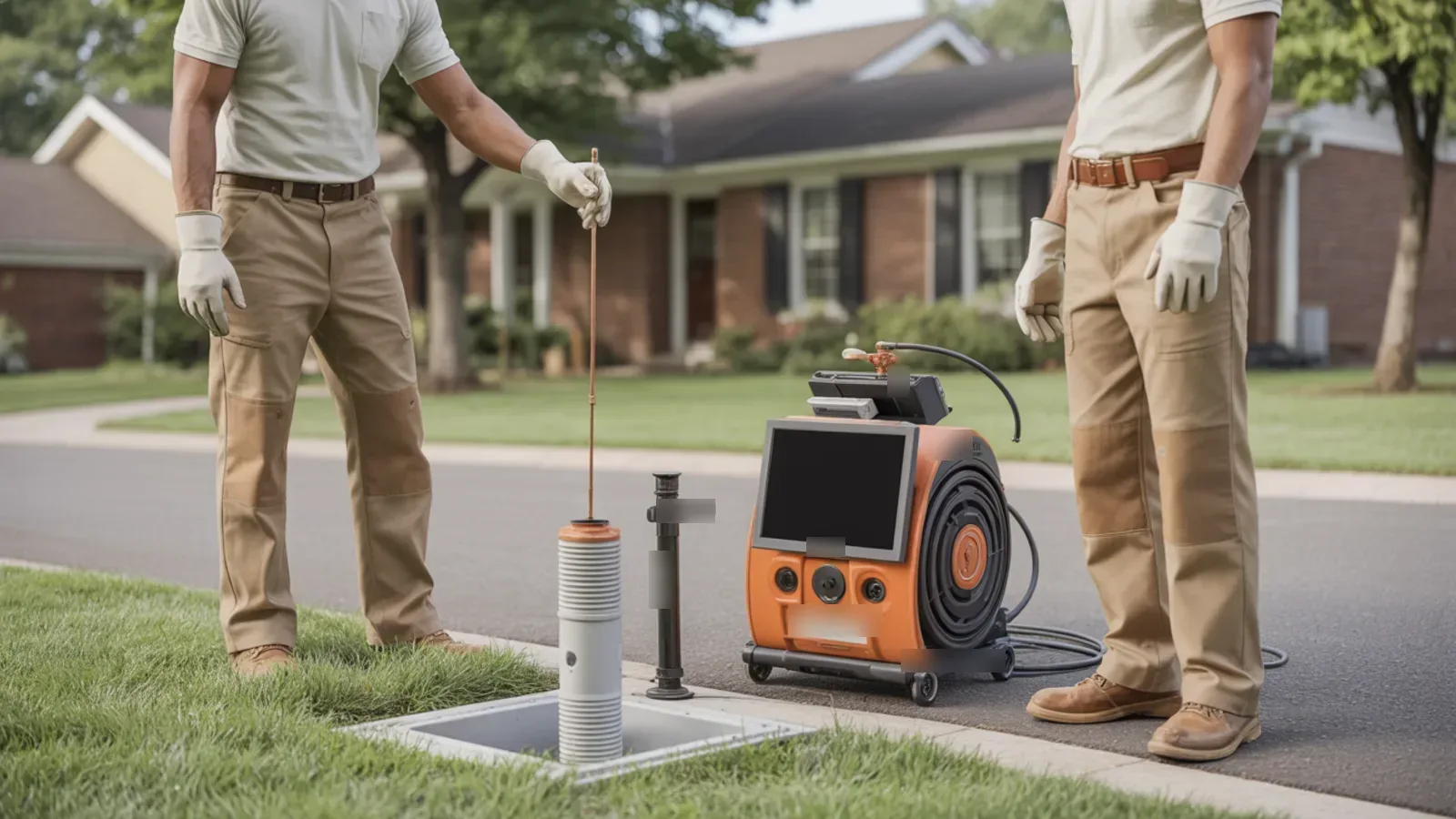 Sewer inspection equipment staged at an Indianapolis residence